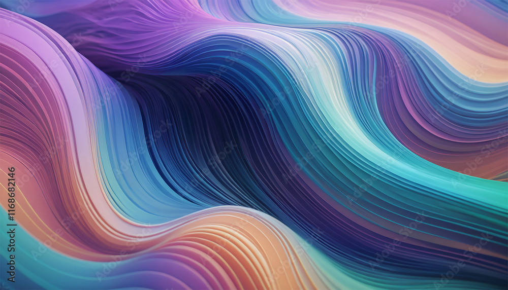 Cool-Toned Iridescent Waves Abstract Digital Data Flow Cool-Toned Iridescent Waves Abstract Digital Data Flow