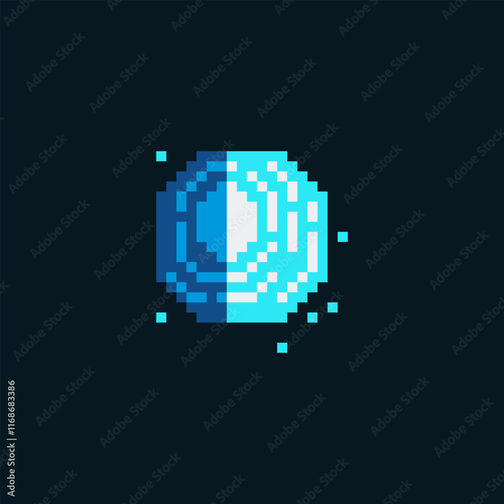 Planet pixel art icon. 8-bit sprite. Old school computer graphic style. Isolated vector illustration. Knitted design. Planet pixel art icon. 8-bit sprite. Old school computer graphic style. Isolated vector illustration. Knitted design.
