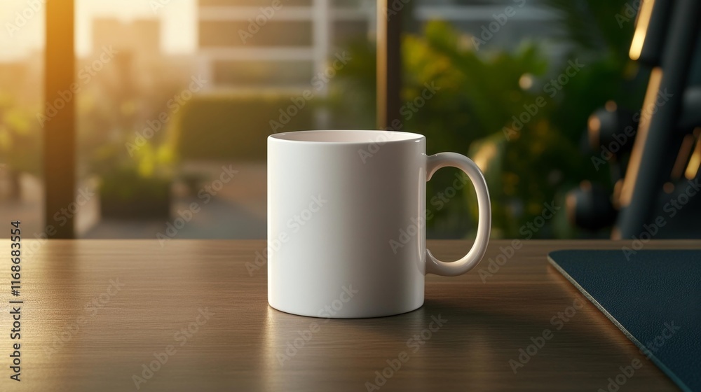 Minimalistic Mug Mockup in Fitness Gym Setting. Generative AI Minimalistic Mug Mockup in Fitness Gym Setting. Generative AI