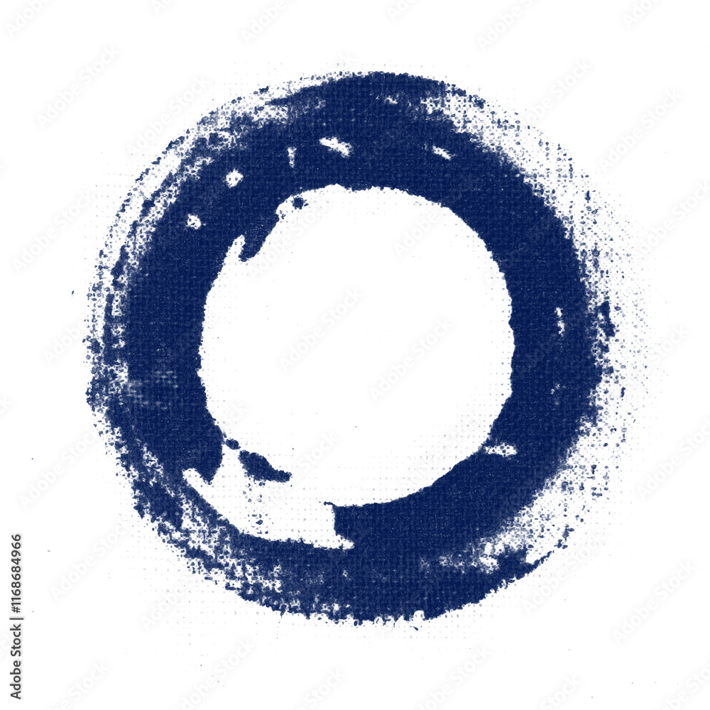 Blue circle frame png blue block print style Blue circle frame png blue block print style
