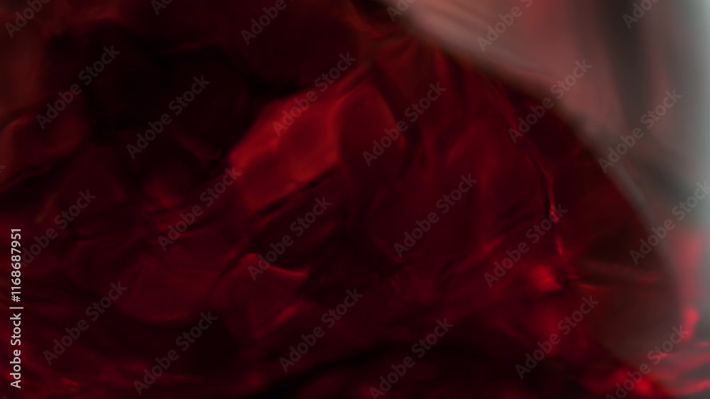 Super Slow Motion Macro Shot of Spinning Red Wine in Glass at 1000fps.