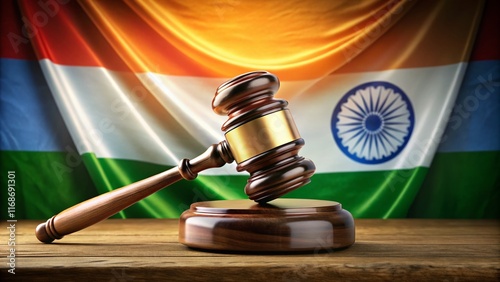 Indian Constitution Day: Gavel & Flags - Rule of Thirds Composition