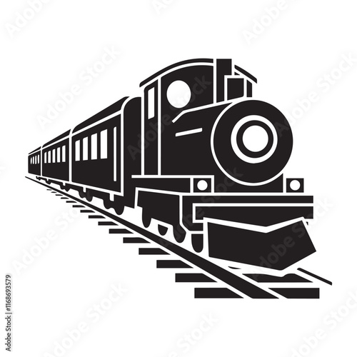 Silhouettes train icon on white background