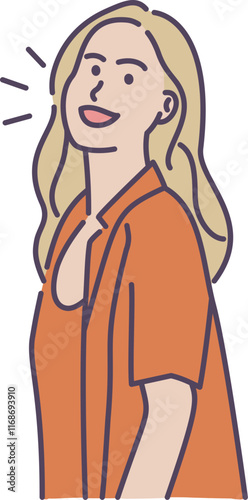 Portrait smiling blonde woman illustration vector
