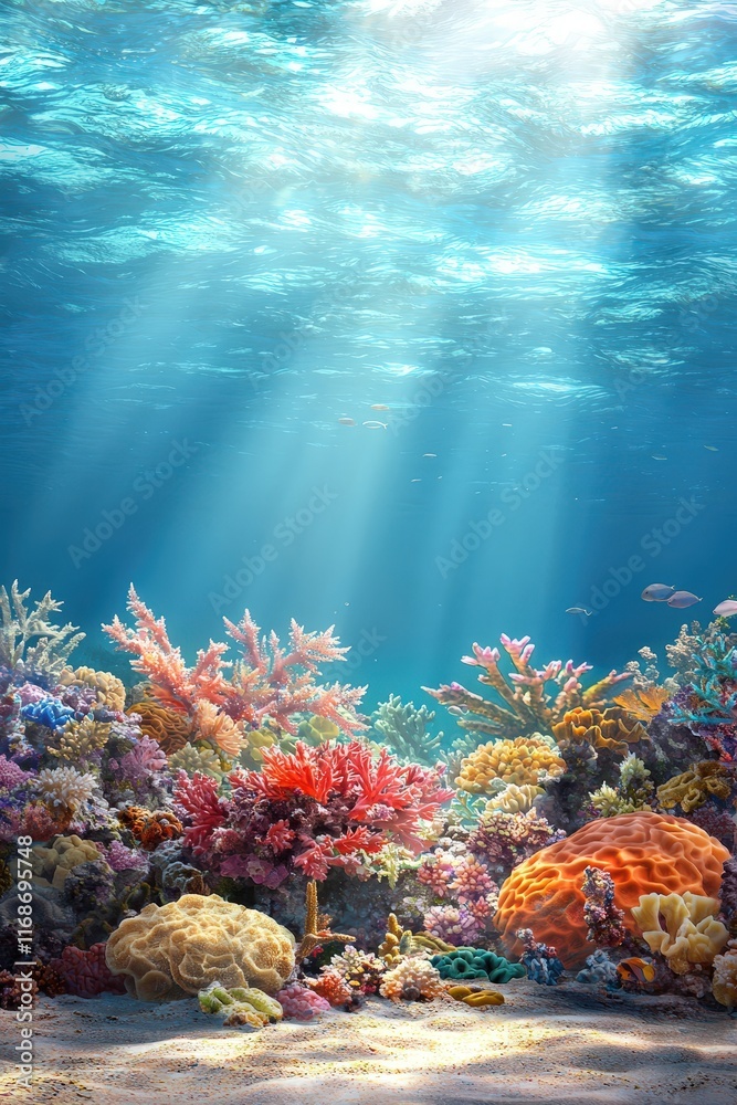 Fototapeta premium Coral reef scene showcasing the delicate balance of marine biodiversity.