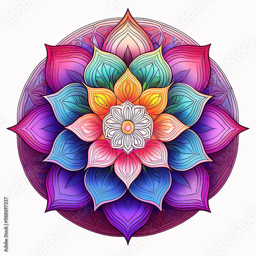 rainbow style mandala design 