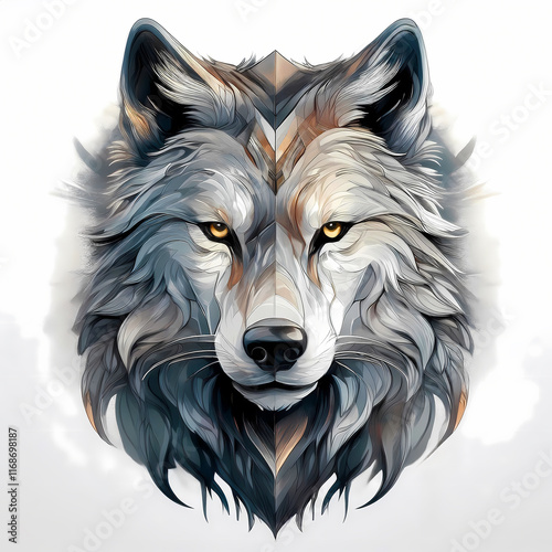 silver wolf head design illustration