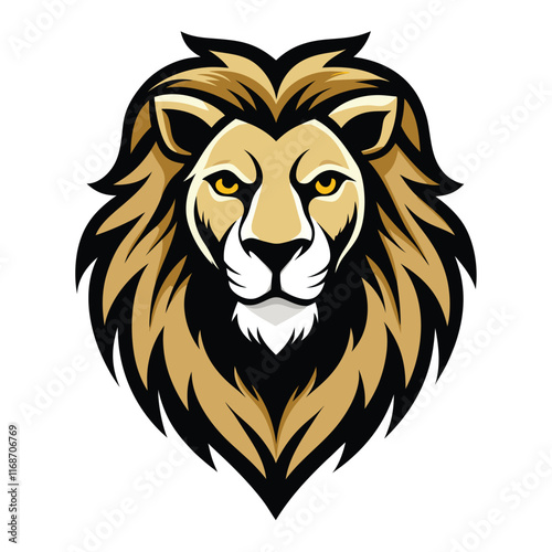 Black and white vector illustration of a lion's head, a powerful symbol of wildlife photo