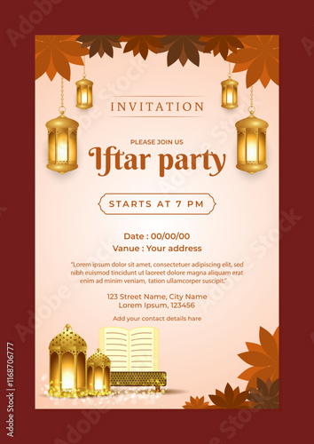 Vector illustration of Iftar Party social media template