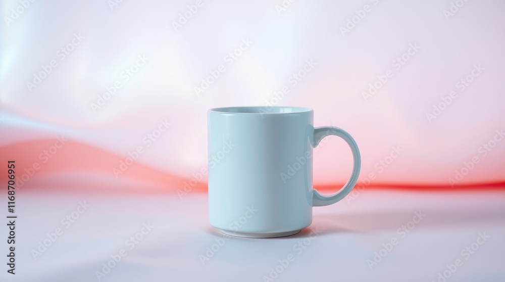 Obraz premium Minimal White Mug on Pastel Background with Text Space