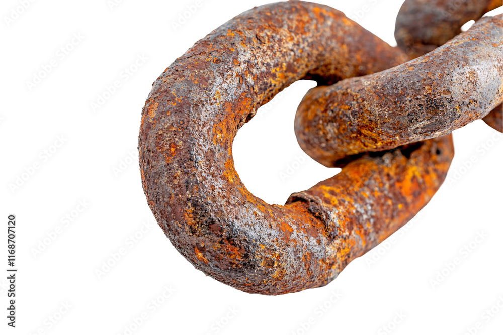 Isolated Close-Up of a Rusted Chain Link Isolated Close-Up of a Rusted Chain Link