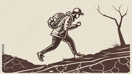 Vector illustration of a silhouette of a teenager skateboarding, a fun and action-packed sport