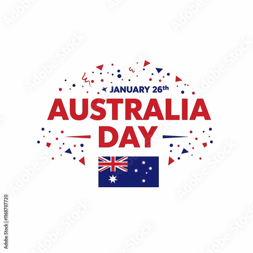 Australia Day Celebration Design with January 26th Text and National Flag Illustration Created with Generative AI