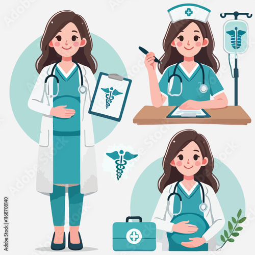 Obstetrician Providing Care in a Modern Clinic Art & Illustration