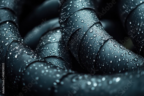 Industrial Tubing with Condensation Droplets in Macro Shot