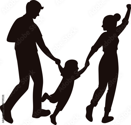 Happy Family Illustration with Heart Symbol for Creative and Heartwarming Projects

