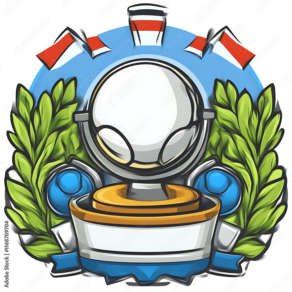Stylized Award Trophy with Laurel Wreath Design