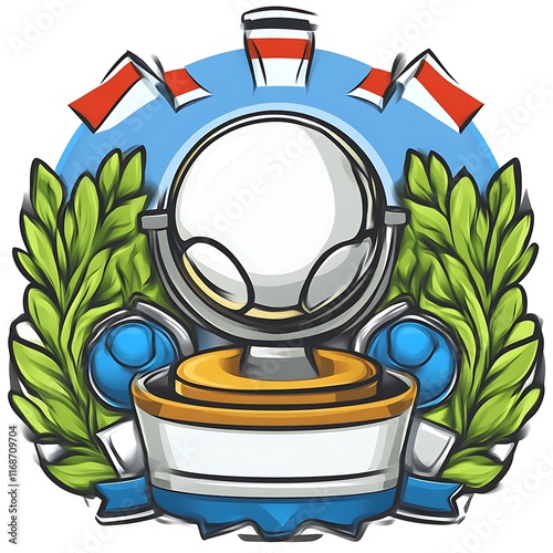Obraz na płótnie Stylized Award Trophy with Laurel Wreath Design w salonie