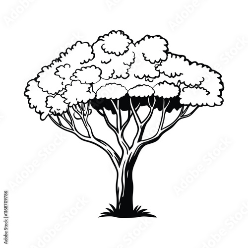black and white graphic of a tree