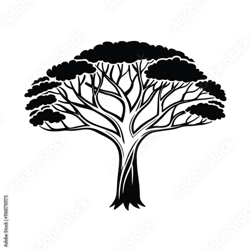 black and white graphic of a tree