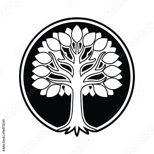 black and white graphic of a tree