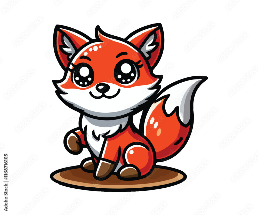 Obraz premium cartoon vector fox design white background
