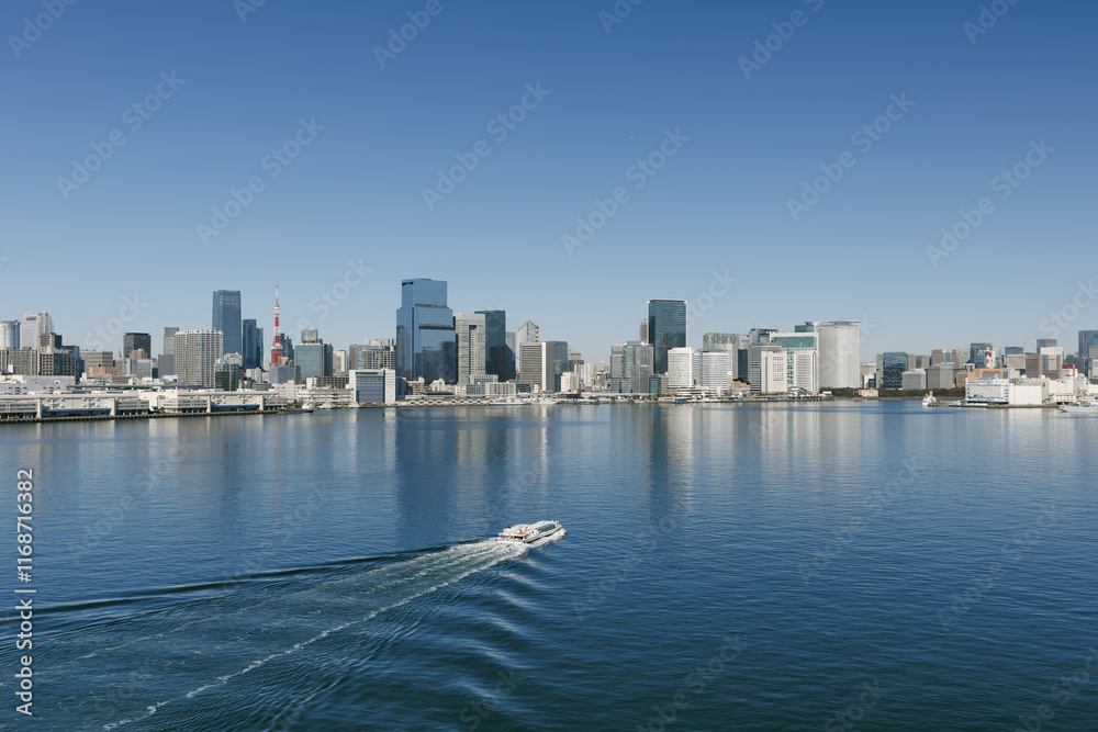 Obraz premium レインボーブリッジから見た汐留方面の風景