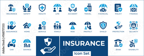 Insurance Icon Se. Features editable icons for insurance symbols, health insurance, safety, risk management, etc. Perfect for insurance companies, financial advisors, and insurance brokers.