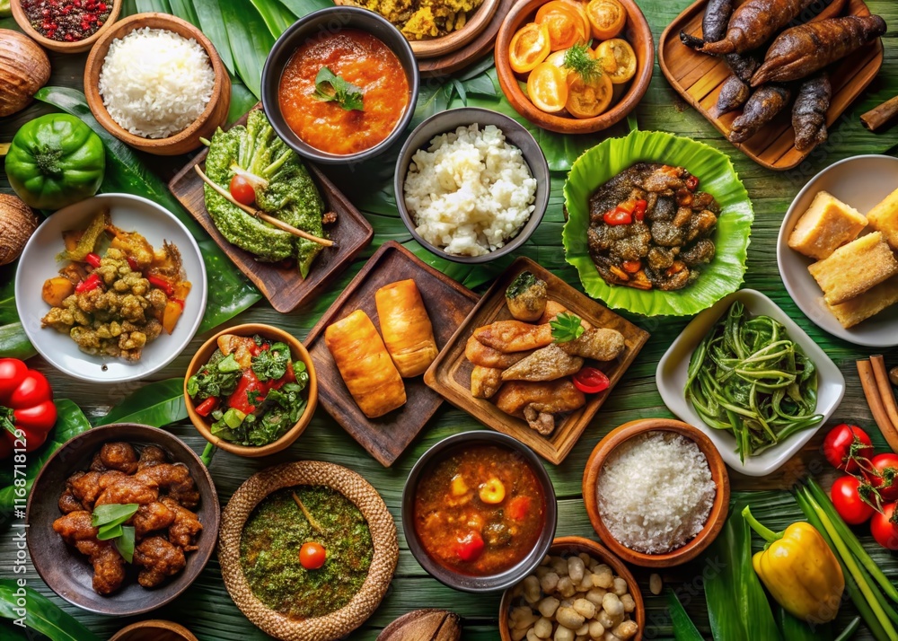 Delicious Philippine Food Arranged on a Map of the Islands Delicious Philippine Food Arranged on a Map of the Islands
