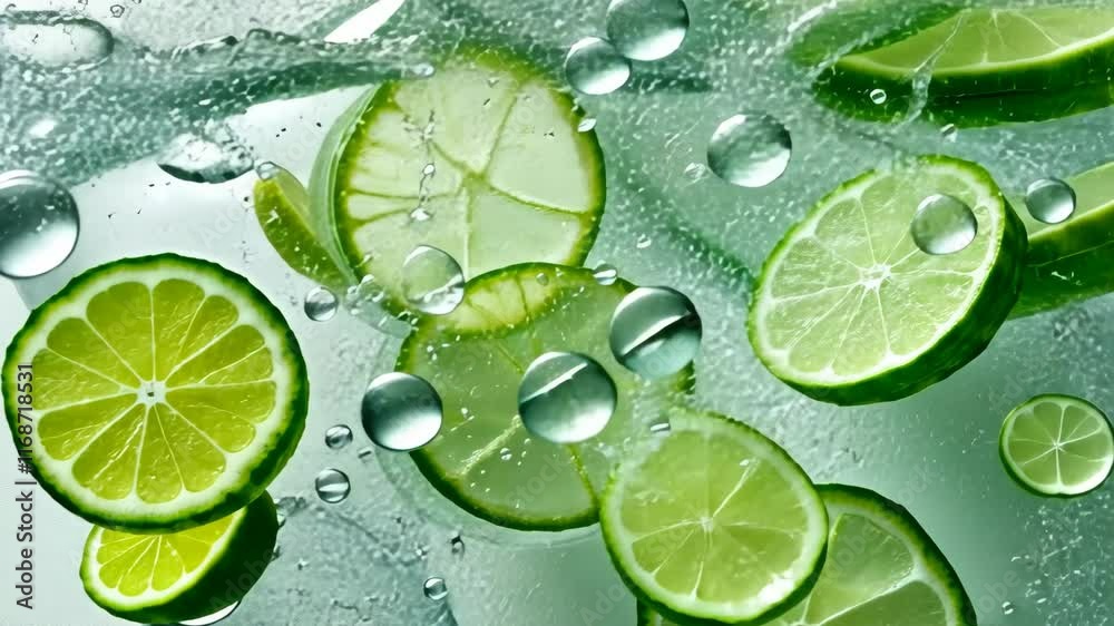 Fresh lemon and lime slices float in sparkling water creating a refreshing beverage ambiance