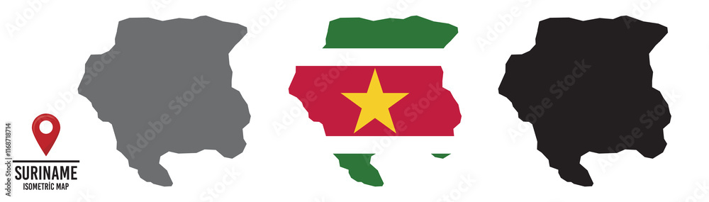 Set of different maps with national flags of Suriname. Set of different maps with national flags of Suriname.
