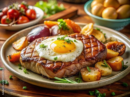 Wallpaper Mural Delicious Steak and Eggs Breakfast Plate - Gourmet Morning Meal Photo Torontodigital.ca