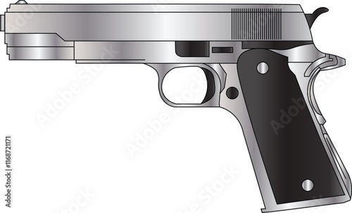 the illustration of the hand gun 
