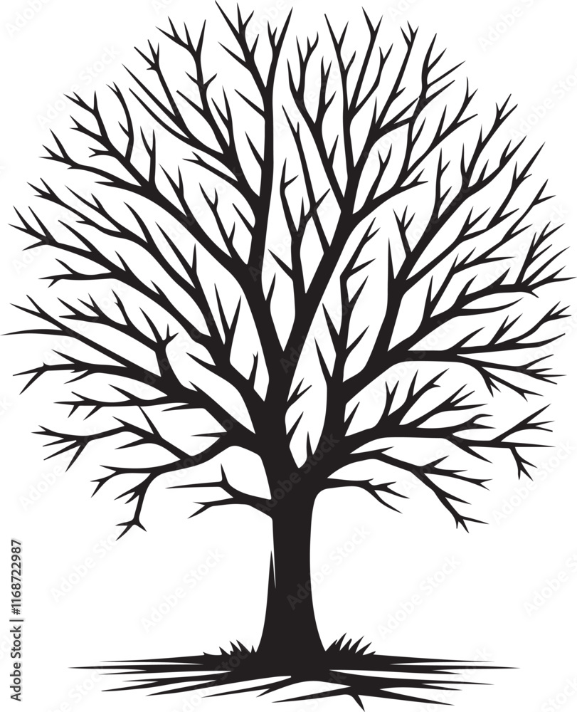 Obraz premium Vector art illustrations of a leafless tree silhouette 