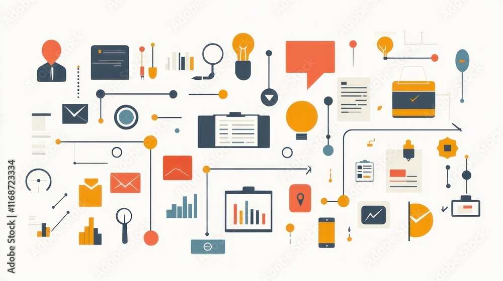 Workflow automation and project management concept. Workflow automation and project management concept.