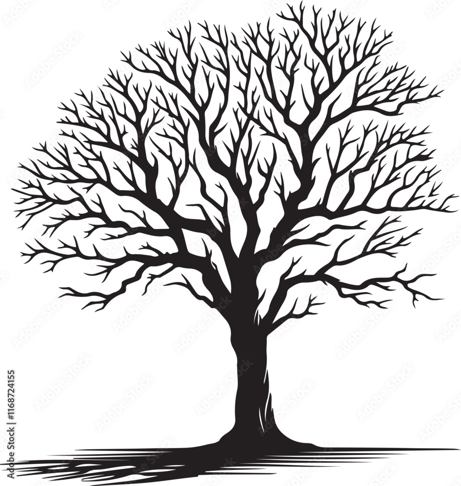 Obraz premium Vector art illustrations of a leafless tree silhouette 