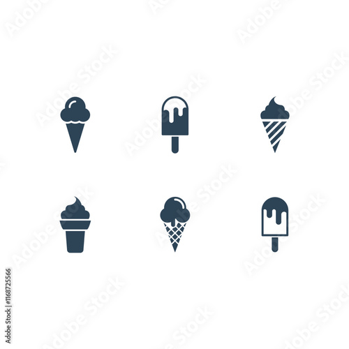 Ice cream icons set Isolated On White Background.