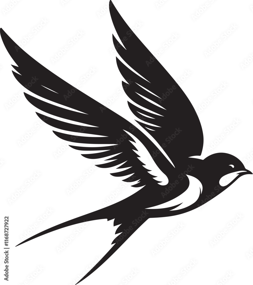 Obraz premium Swift Bird Silhouette Vector Illustration 