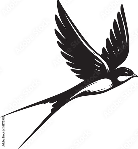Swift Bird Silhouette Vector Illustration
