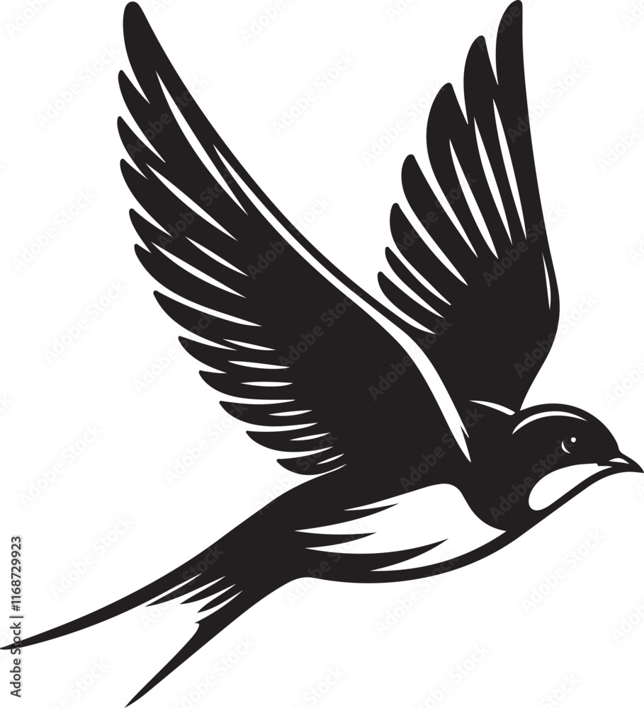 Obraz premium Swift Bird Silhouette Vector Illustration