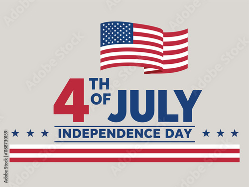 4th of July graphic featuring American flag with text 'INDEPENDENCE DAY', great for holiday festivities.