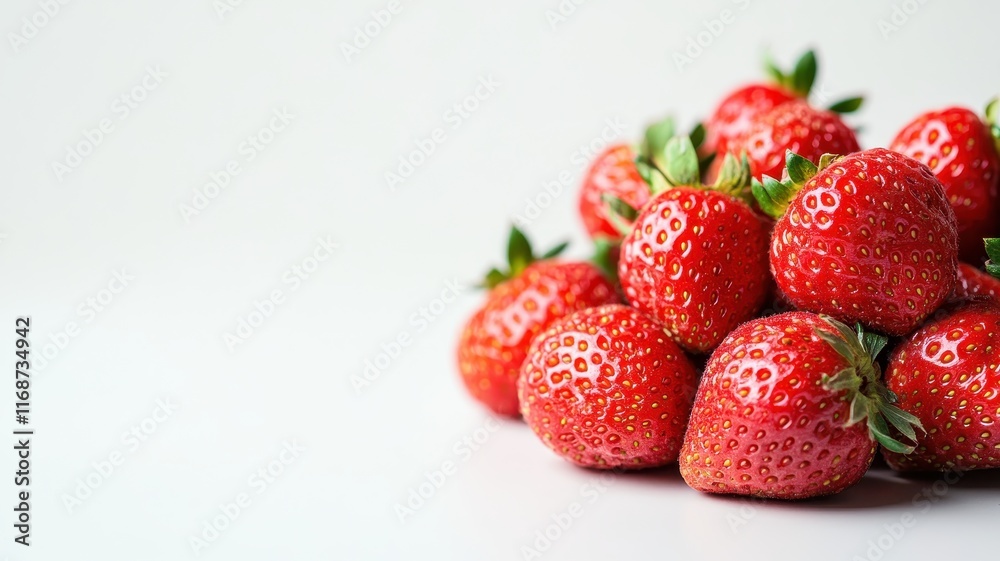 Fresh strawberries heart arrangement on white surface food photography minimalistic style close-up view Fresh strawberries heart arrangement on white surface food photography minimalistic style close-up view