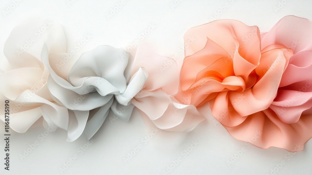 Delicate pastel silk flowers, softly arranged on a textured white background. A dreamy, romantic aesthetic. Delicate pastel silk flowers, softly arranged on a textured white background. A dreamy, romantic aesthetic.