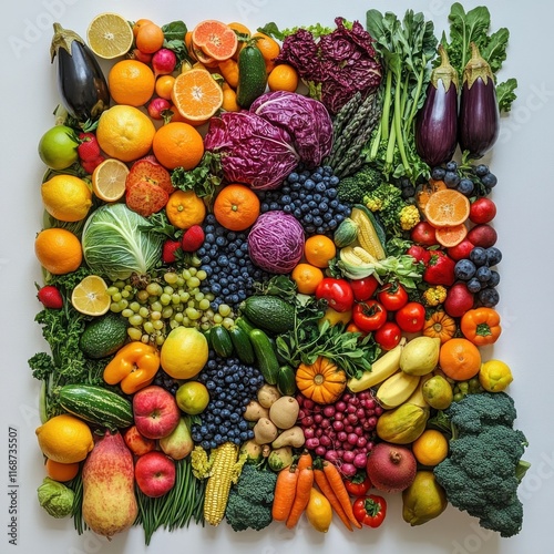 Wallpaper Mural Vibrant Arrangement of Fresh Fruits and Vegetables Displaying a Colorful Variety for Healthy Eating and Culinary Inspiration Torontodigital.ca