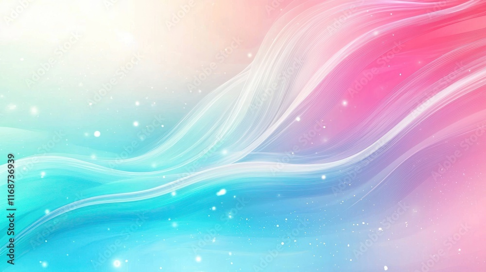 Abstract Pastel Waves with Sparkling Glittering Dust