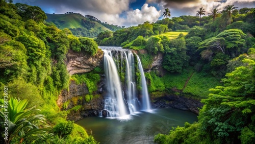 Lush Kauai Landscape: Wailua River & Opaekaa Falls, Hawaii photo