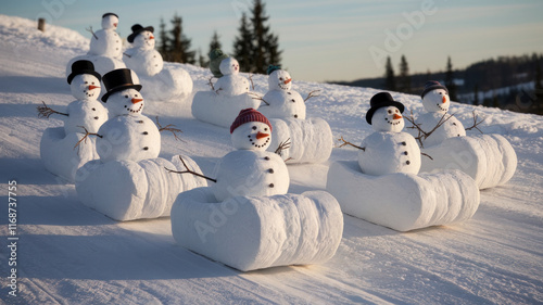 Snowmen in a Team Maze Challenge with Winter Fun photo