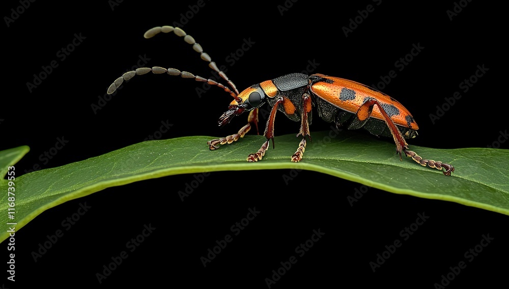 Fototapeta premium Stunning Macro Photograph of a Longhorn Beetle on a Leaf