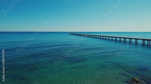 Wallpaper Mural A long bridge stretching over the ocean with a clear blue sky. Torontodigital.ca