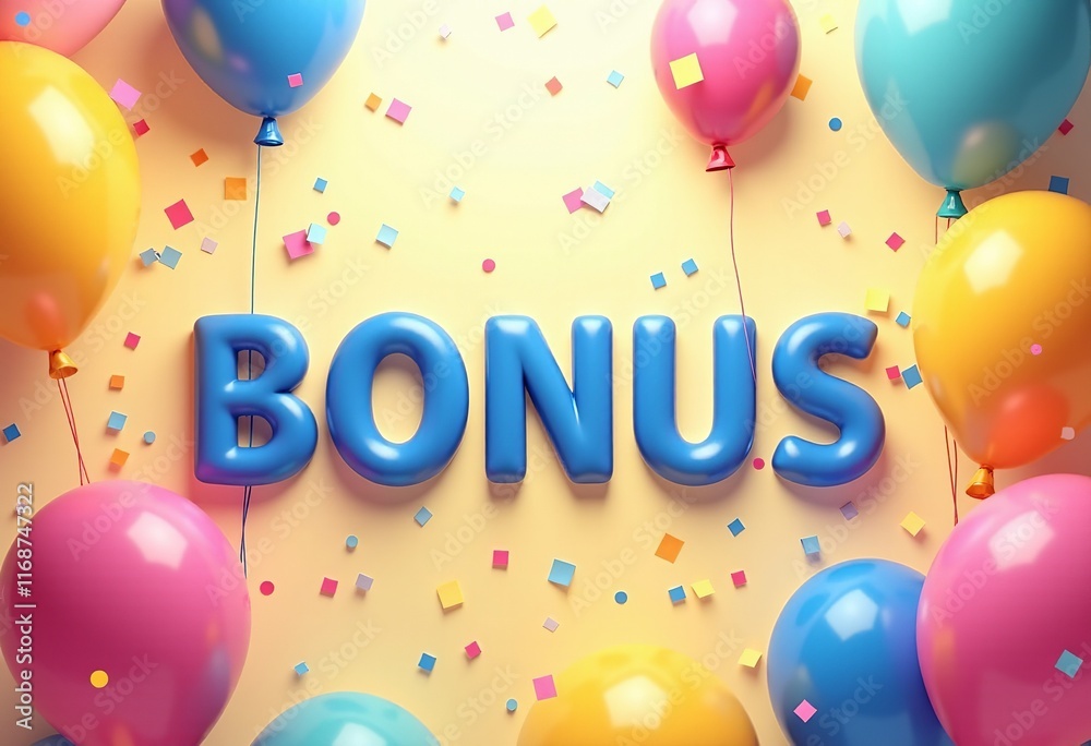 Exciting Bonus Announcement with Vibrant Balloons and Confetti on a Bright Backdrop
Exciting Bonus Announcement with Vibrant Balloons and Confetti on a Bright Backdrop